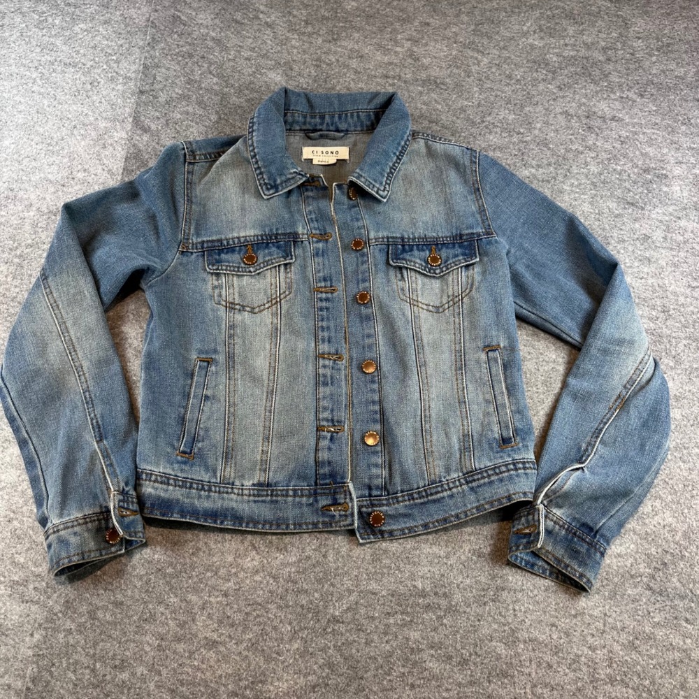 Ci Sono Women Denim Trucker Jacket Medium Wash Casual Classic S DJK209